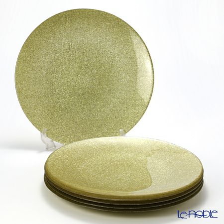 Vetro Felice ヴェトロ フェリーチェ グリッター プレート 35cm ニューゴールド 6枚セット