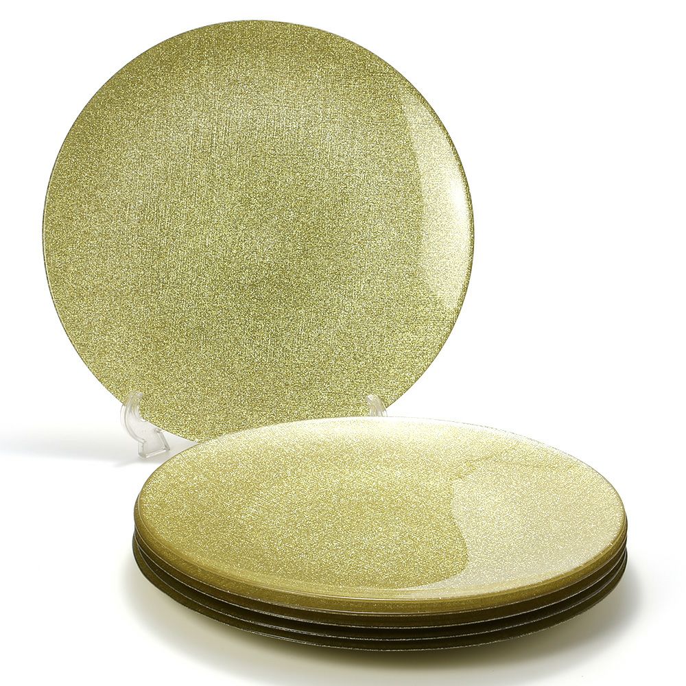 Vetro Felice ヴェトロ フェリーチェ グリッター プレート 35cm ニューゴールド 6枚セット