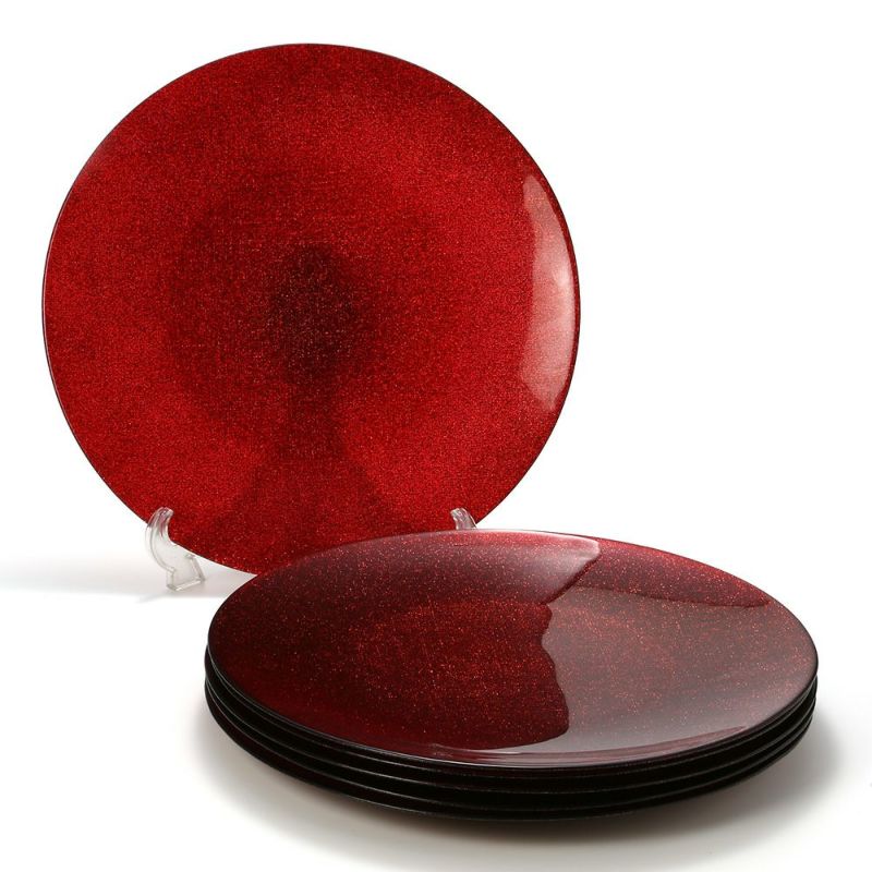 Vetro Felice ヴェトロ フェリーチェ グリッター プレート 35cm レッド 6枚セット