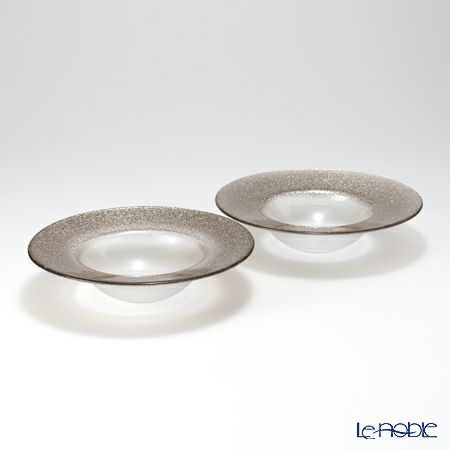 Vetro Felice ヴェトロ フェリーチェ グリッター リムボウル 19.5cm ジンジャー＆クリア ペア