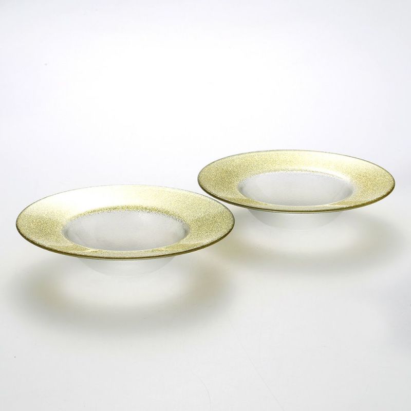 Vetro Felice ヴェトロ フェリーチェ グリッター リムボウル 19.5cm ニューゴールド＆クリア ペア