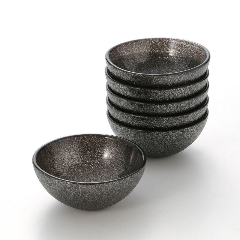 Vetro Felice ヴェトロ フェリーチェ グリッター ミニボウル 9cm ダークグレイ 6個セット