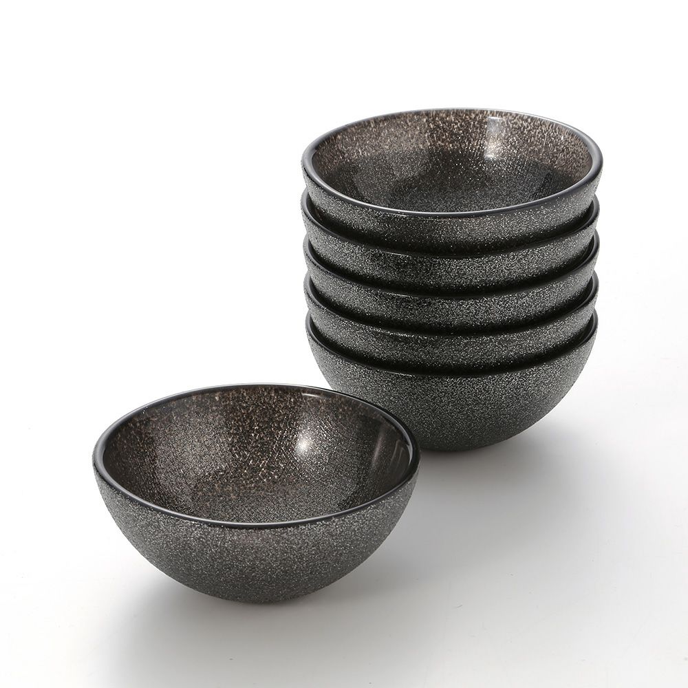 Vetro Felice ヴェトロ フェリーチェ グリッター ミニボウル 9cm ダークグレイ 6個セット