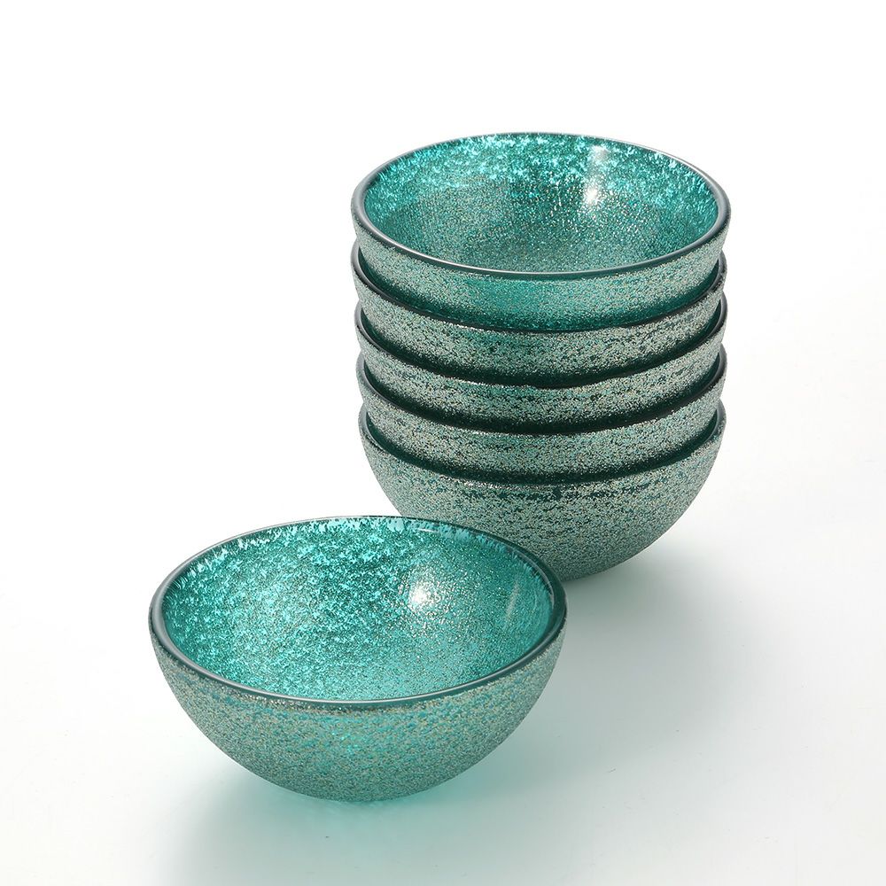 Vetro Felice ヴェトロ フェリーチェ グリッター ミニボウル 9cm アクアブルー 6個セット