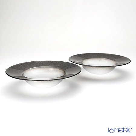 Vetro Felice ヴェトロ フェリーチェ グリッター リムボウル 26cm ダークグレイ＆クリア ペア