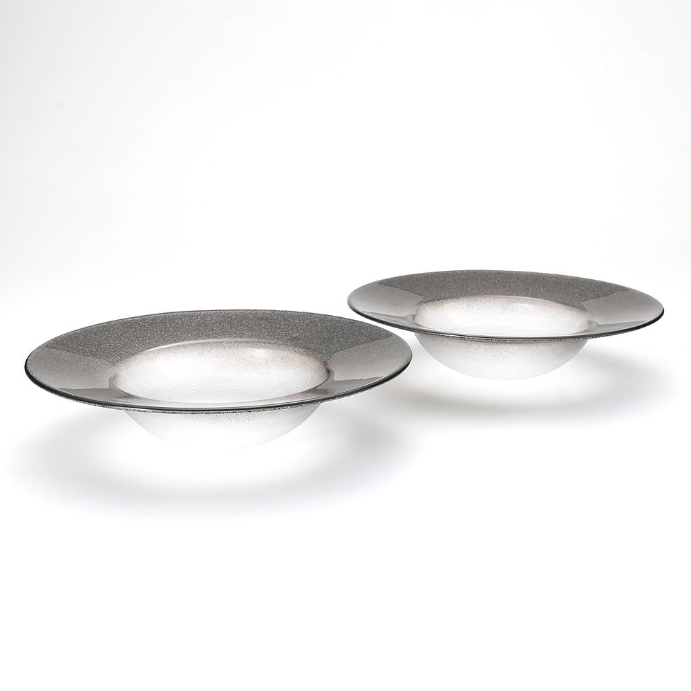 Vetro Felice ヴェトロ フェリーチェ グリッター リムボウル 26cm ダークグレイ＆クリア ペア