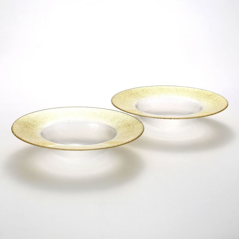 Vetro Felice ヴェトロ フェリーチェ グリッター リムボウル 26cm ニューゴールド＆クリア ペア