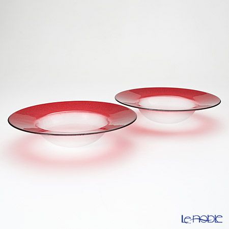 Vetro Felice ヴェトロ フェリーチェ グリッター リムボウル 26cm レッド＆クリア ペア