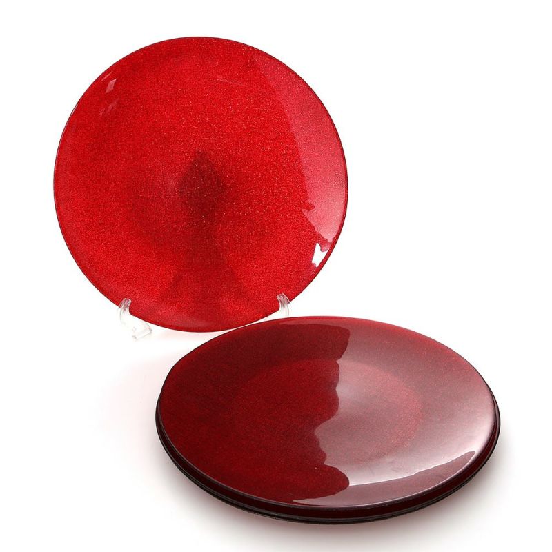 Vetro Felice ヴェトロ フェリーチェ グリッター プレート 35cm レッド 4枚セット
