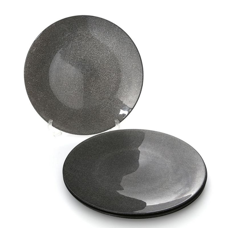 Vetro Felice ヴェトロ フェリーチェ グリッター プレート 35cm ダークグレイ 4枚セット