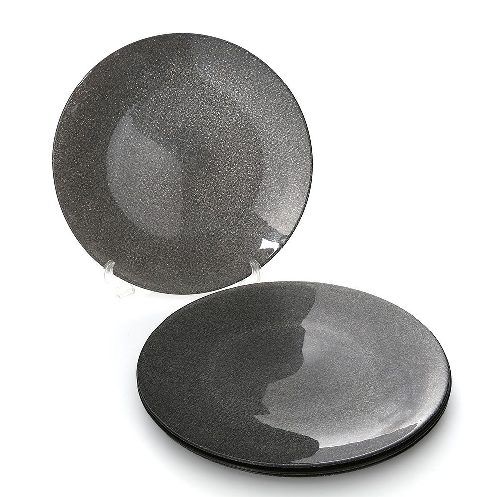 Vetro Felice ヴェトロ フェリーチェ グリッター プレート 35cm ダークグレイ 4枚セット