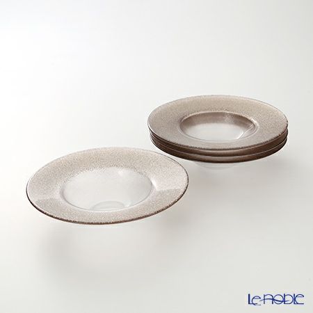 Vetro Felice ヴェトロ フェリーチェ グリッター リムボウル 19.5cm ジンジャー＆クリア 4個セット