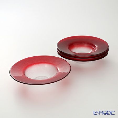 Vetro Felice ヴェトロ フェリーチェ グリッター リムボウル 19.5cm レッド＆クリア 4個セット
