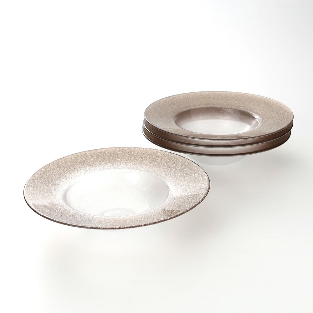 Vetro Felice ヴェトロ フェリーチェ グリッター リムボウル 26cm ジンジャー＆クリア 4個セット