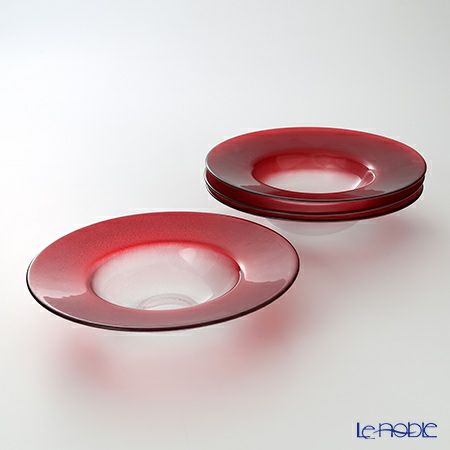Vetro Felice ヴェトロ フェリーチェ グリッター リムボウル 26cm レッド＆クリア 4個セット