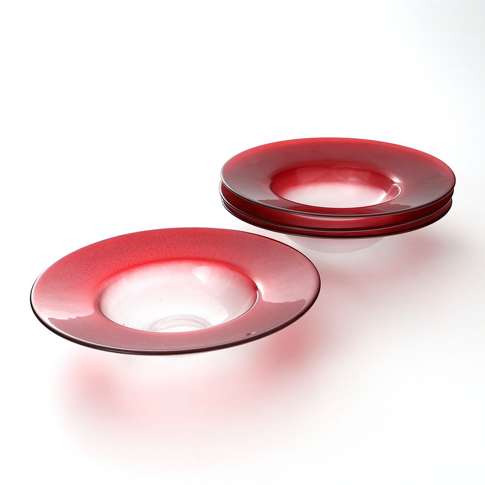 Vetro Felice ヴェトロ フェリーチェ グリッター リムボウル 26cm レッド＆クリア 4個セット