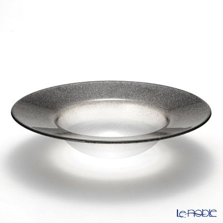 Vetro Felice ヴェトロ フェリーチェ グリッター リムボウル 26cm ダークグレイ＆クリア 4個セット