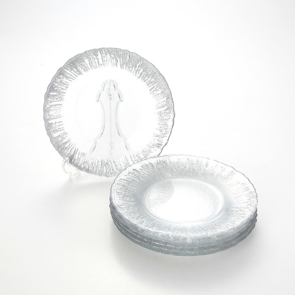 Vetro Felice ヴェトロ フェリーチェ フラッシュ プレート 21.5cm クリア＆シルバー 6枚セット