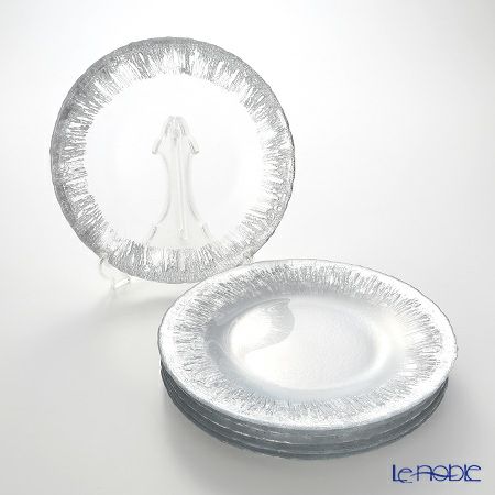 Vetro Felice ヴェトロ フェリーチェ フラッシュ プレート 28cm クリア＆シルバー 6枚セット