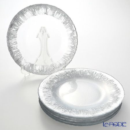 Vetro Felice ヴェトロ フェリーチェ フラッシュ プレート 33cm クリア＆シルバー 6／12 6枚セット