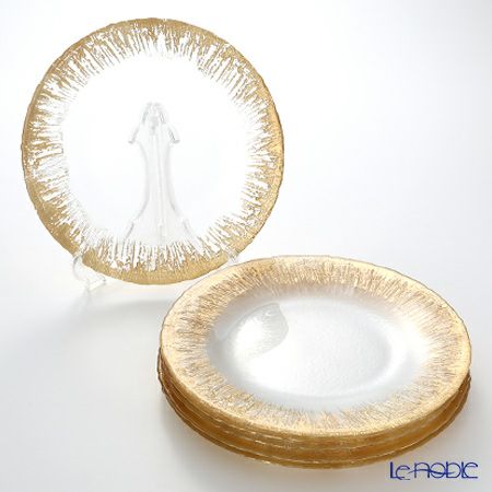Vetro Felice ヴェトロ フェリーチェ フラッシュ プレート 33cm クリア＆ゴールド 6／12 6枚セット
