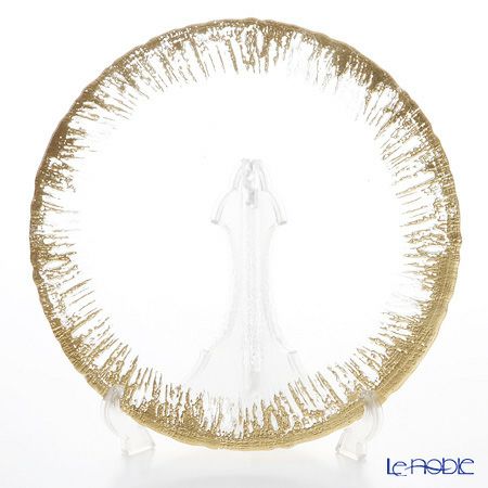 Vetro Felice ヴェトロ フェリーチェ フラッシュ プレート 33cm クリア＆ゴールド 6／12 6枚セット