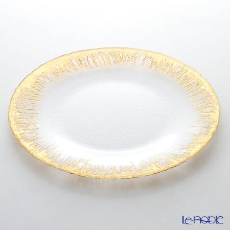 Vetro Felice ヴェトロ フェリーチェ フラッシュ プレート 33cm クリア＆ゴールド 6／12 6枚セット