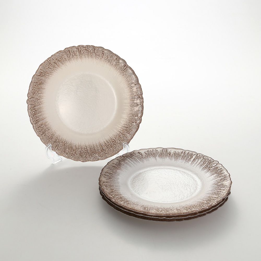 Vetro Felice ヴェトロ フェリーチェ フラッシュ プレート 21.5cm ホワイトパール＆ジンジャー 4枚セット