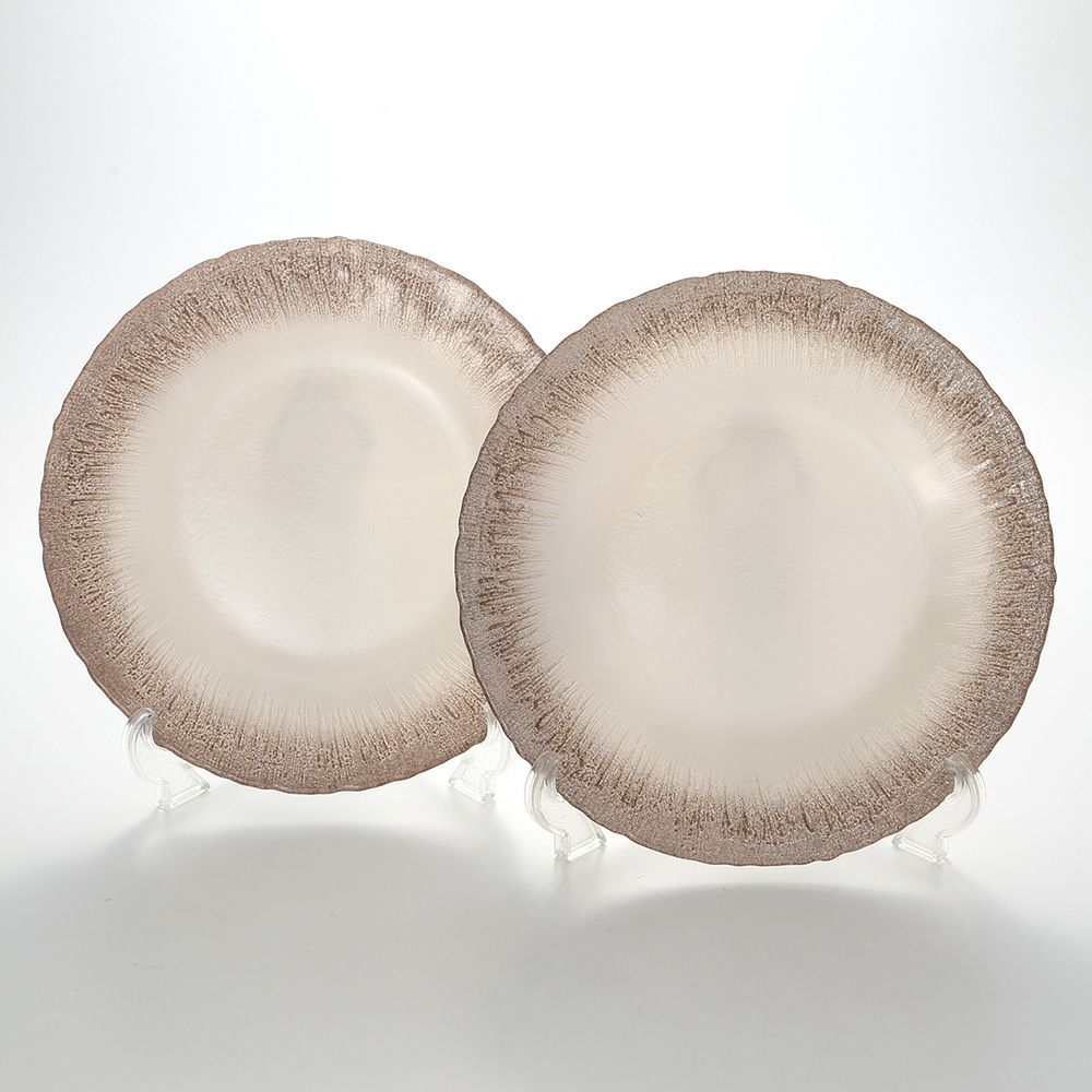 Vetro Felice ヴェトロ フェリーチェ フラッシュ プレート 28cm ホワイトパール＆ジンジャー ペア