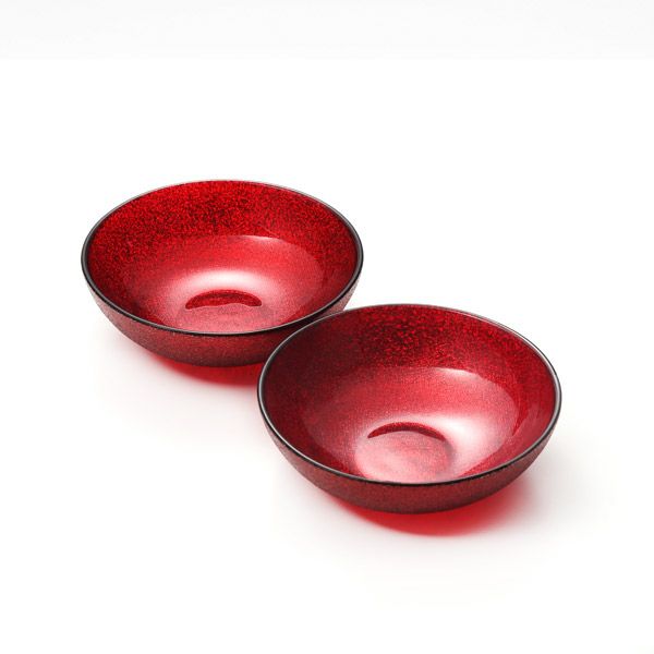 Vetro Felice ヴェトロ フェリーチェ グリッター ロウボウル 14cm レッド ペア