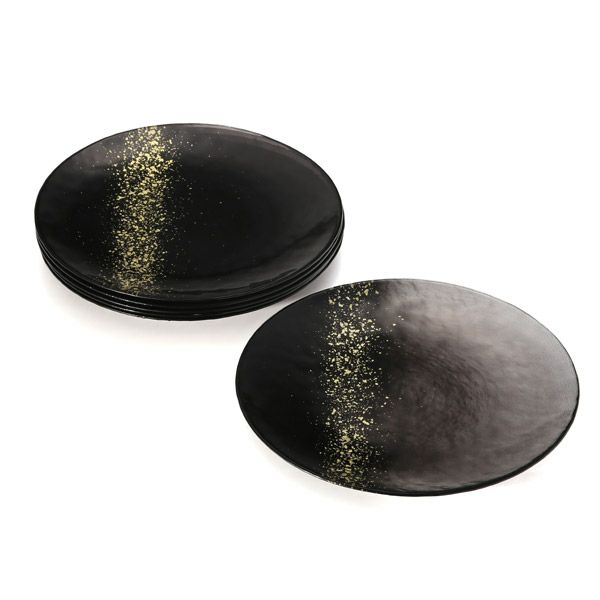 Vetro Felice ヴェトロ フェリーチェ ホライズン プレート 28cm ブラック 6枚セット