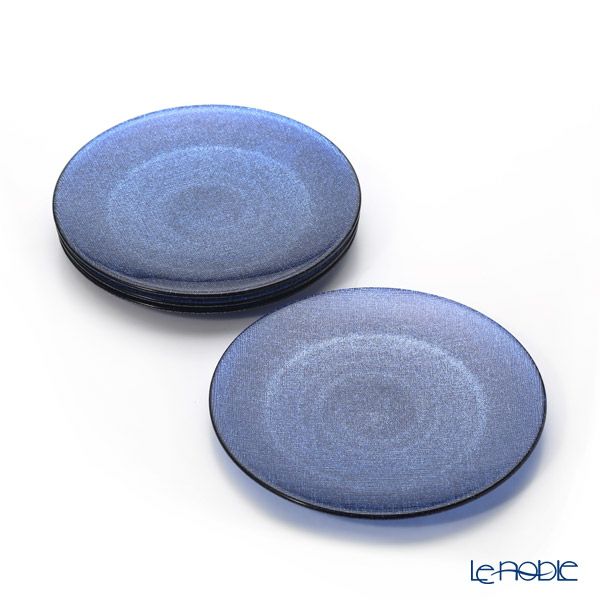 Vetro Felice ヴェトロ フェリーチェ グリッター プレート 21cm ダークブルー 4枚セット