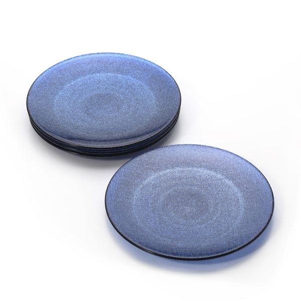 Vetro Felice ヴェトロ フェリーチェ グリッター プレート 21cm ダークブルー 4枚セット