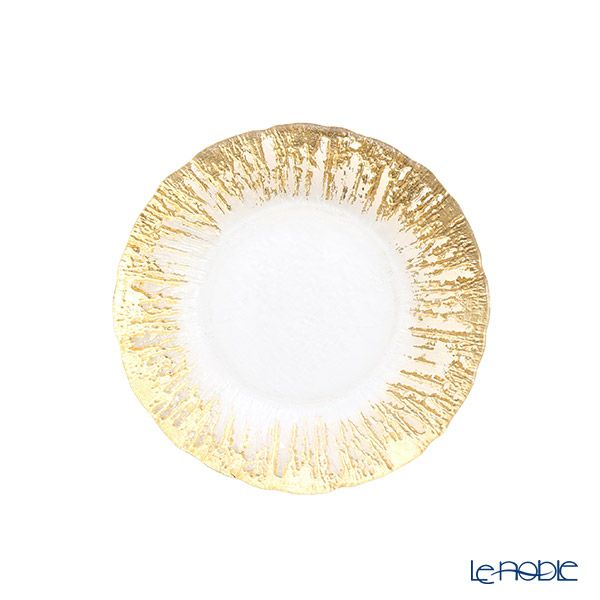 Vetro Felice ヴェトロ フェリーチェ フラッシュ プレート 15cm クリア＆ゴールド 4枚セット