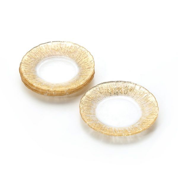 Vetro Felice ヴェトロ フェリーチェ フラッシュ プレート 15cm クリア＆ゴールド 4枚セット