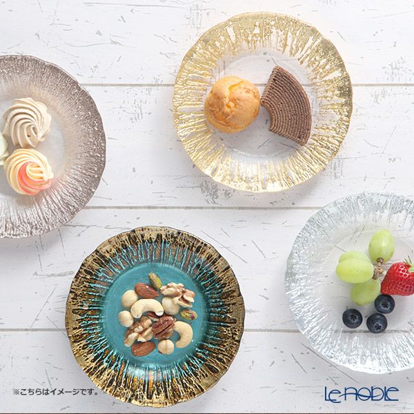 Vetro Felice ヴェトロ フェリーチェ フラッシュ プレート 15cm クリア＆シルバー 4枚セット