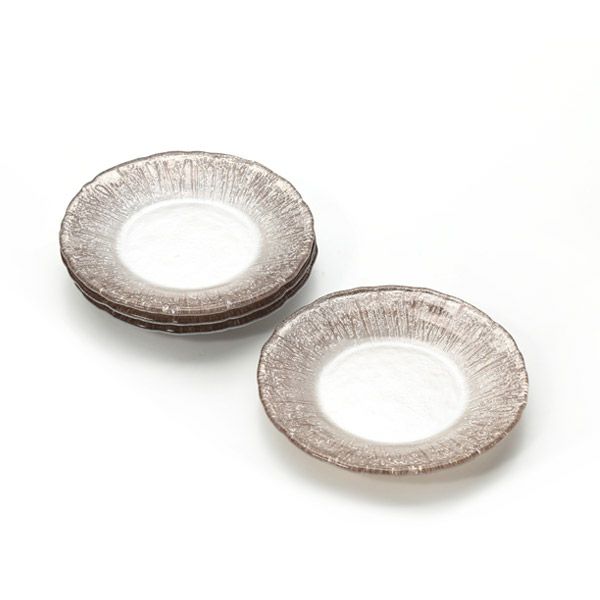 Vetro Felice ヴェトロ フェリーチェ フラッシュ プレート 15cm ホワイトパール＆ジンジャー 4枚セット