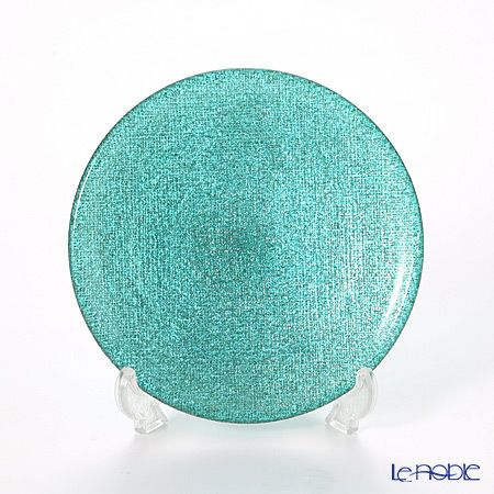 Vetro Felice ヴェトロ フェリーチェ グリッター プレート 14cm アクアブルー 4枚セット
