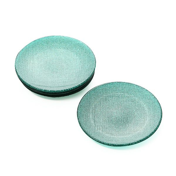 Vetro Felice ヴェトロ フェリーチェ グリッター プレート 14cm アクアブルー 4枚セット