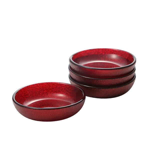 Vetro Felice ヴェトロ フェリーチェ グリッター ミニプレート／豆皿 9cm レッド 4枚セット