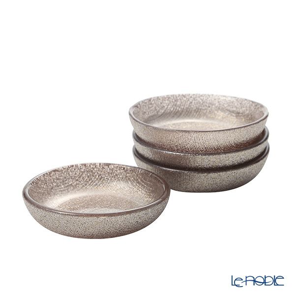 Vetro Felice ヴェトロ フェリーチェ グリッター ミニプレート／豆皿 9cm ジンジャー 4枚セット