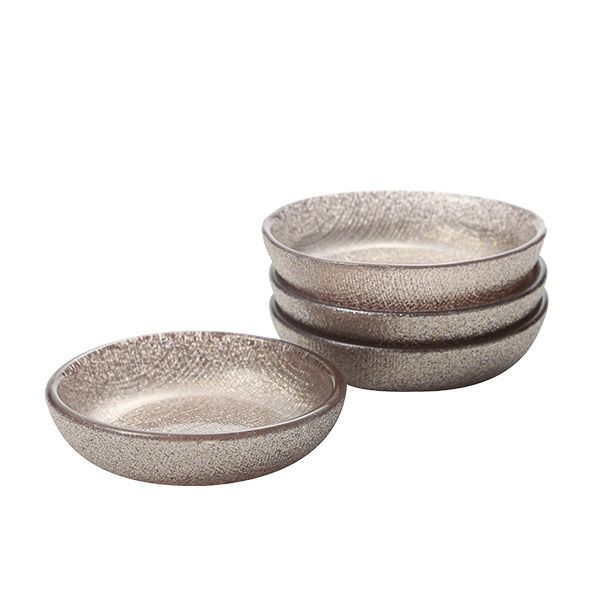 Vetro Felice ヴェトロ フェリーチェ グリッター ミニプレート／豆皿 9cm ジンジャー 4枚セット