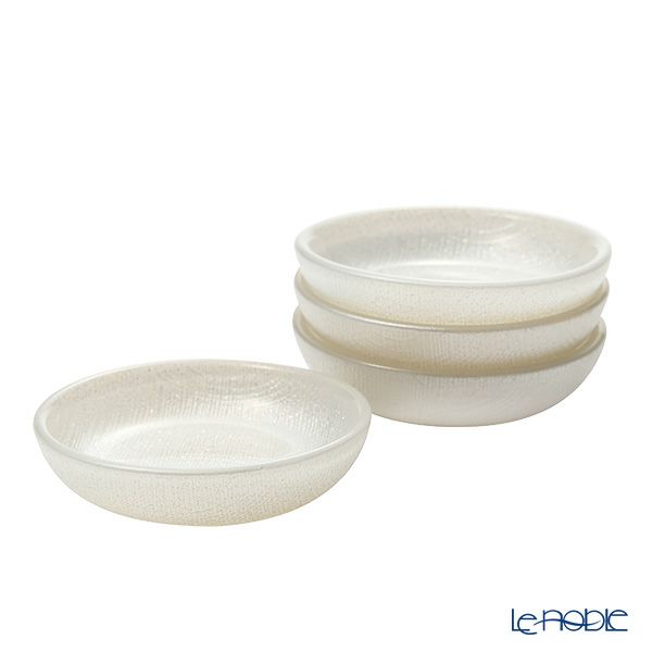 Vetro Felice ヴェトロ フェリーチェ グリッター ミニプレート／豆皿 9cm ホワイト 4枚セット