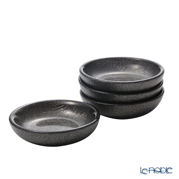 Vetro Felice ヴェトロ フェリーチェ グリッター ミニプレート／豆皿 9cm ダークグレイ 4枚セット