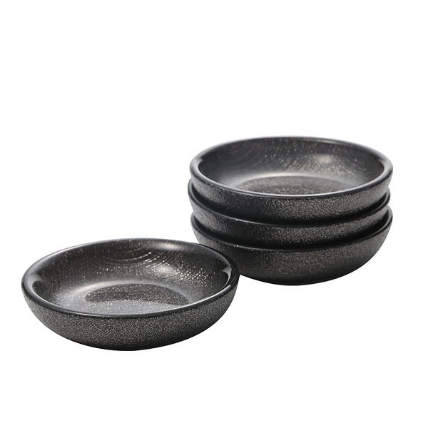 Vetro Felice ヴェトロ フェリーチェ グリッター ミニプレート／豆皿 9cm ダークグレイ 4枚セット