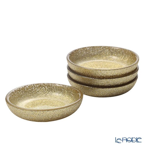 Vetro Felice ヴェトロ フェリーチェ グリッター ミニプレート／豆皿 9cm ニューゴールド 4枚セット