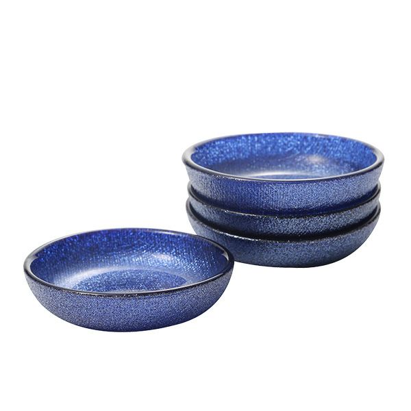 Vetro Felice ヴェトロ フェリーチェ グリッター ミニプレート／豆皿 9cm ダークブルー 4枚セット