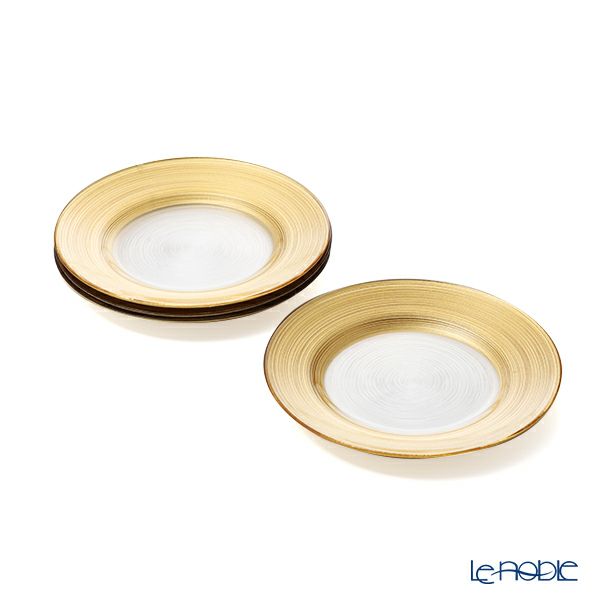 Vetro Felice ヴェトロ フェリーチェ サークル プレート 21cm ゴールド 4枚セット