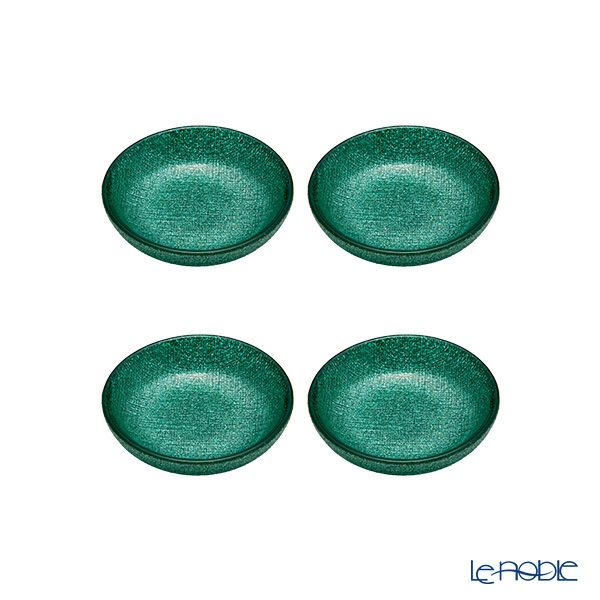 Vetro Felice ヴェトロ フェリーチェ グリッター ミニプレート／豆皿 9cm アクアブルー 4枚セット