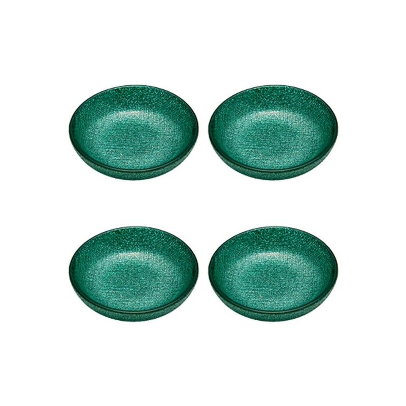 Vetro Felice ヴェトロ フェリーチェ グリッター ミニプレート／豆皿 9cm アクアブルー 4枚セット